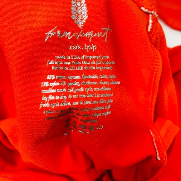 NWT Free People Good Karma Onesie in Cherry Tomato. Size XS/S (0-6). - Picture 6 of 7